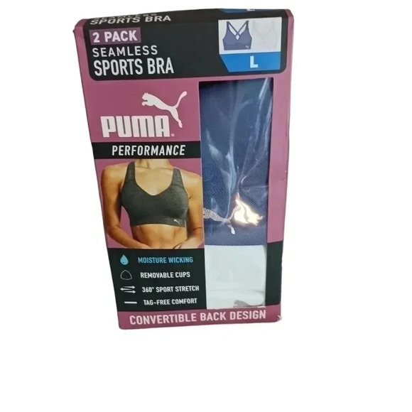 -Puma 2pack seamless sport bra size Large blue/white - Picture 2 of 5